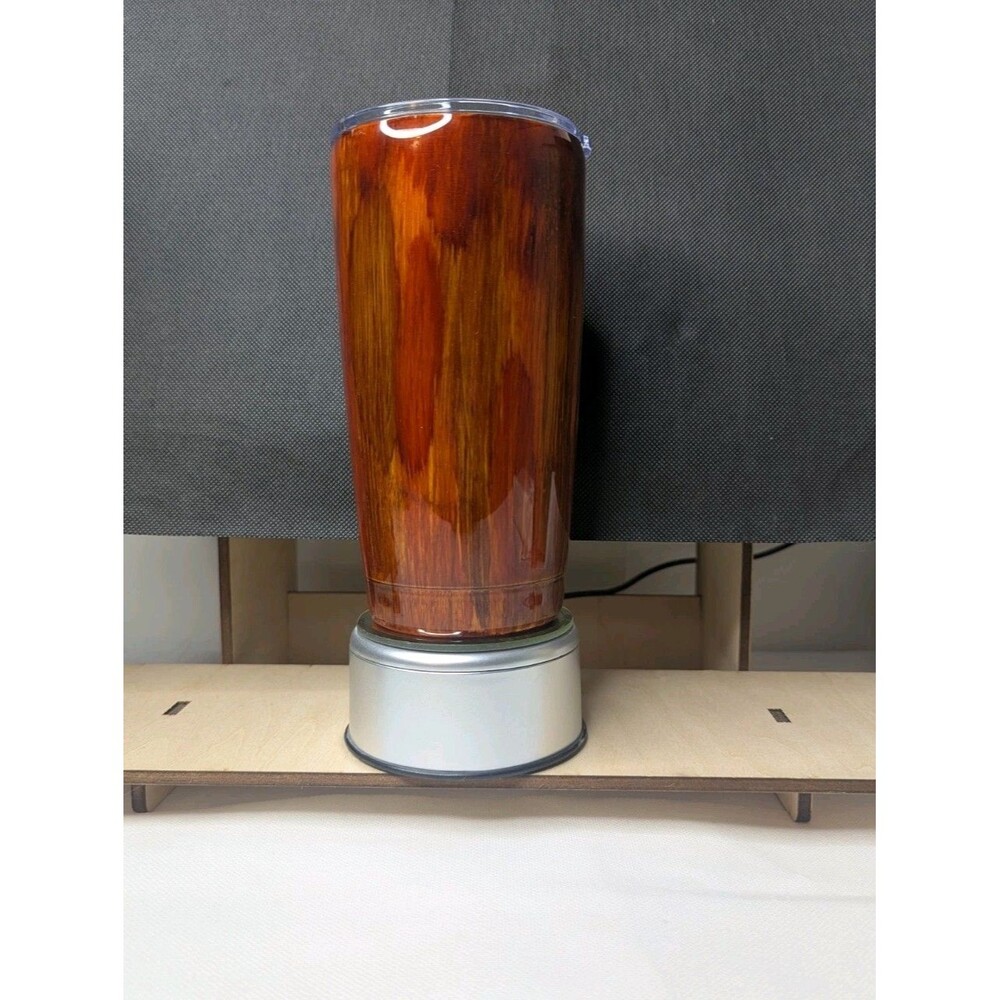 Woodgrain Tumbler - Handmade, Painted, Resin, Brown, Orange, 20 oz